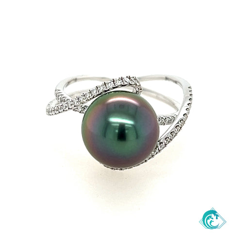 14KW Tahitian Pearl & Diamond Lu Ring