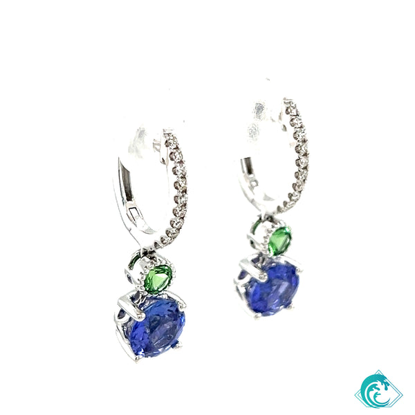 14KW Tanzanite & Tsavorite Diamond Earrings