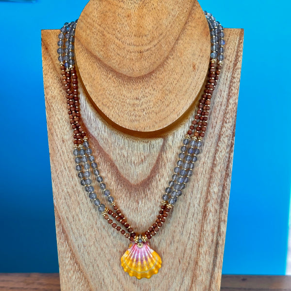 Vermeil Sunrise Shell & Labradorite Necklace