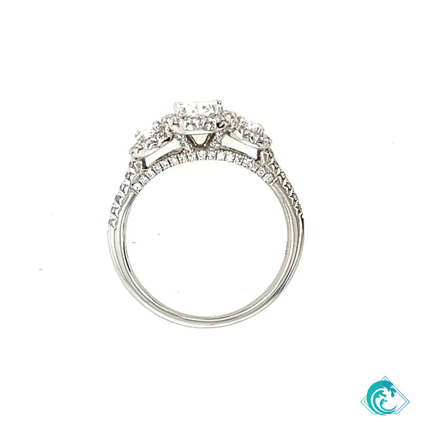 Platinum Three Oval Diamond Engagement Ring
