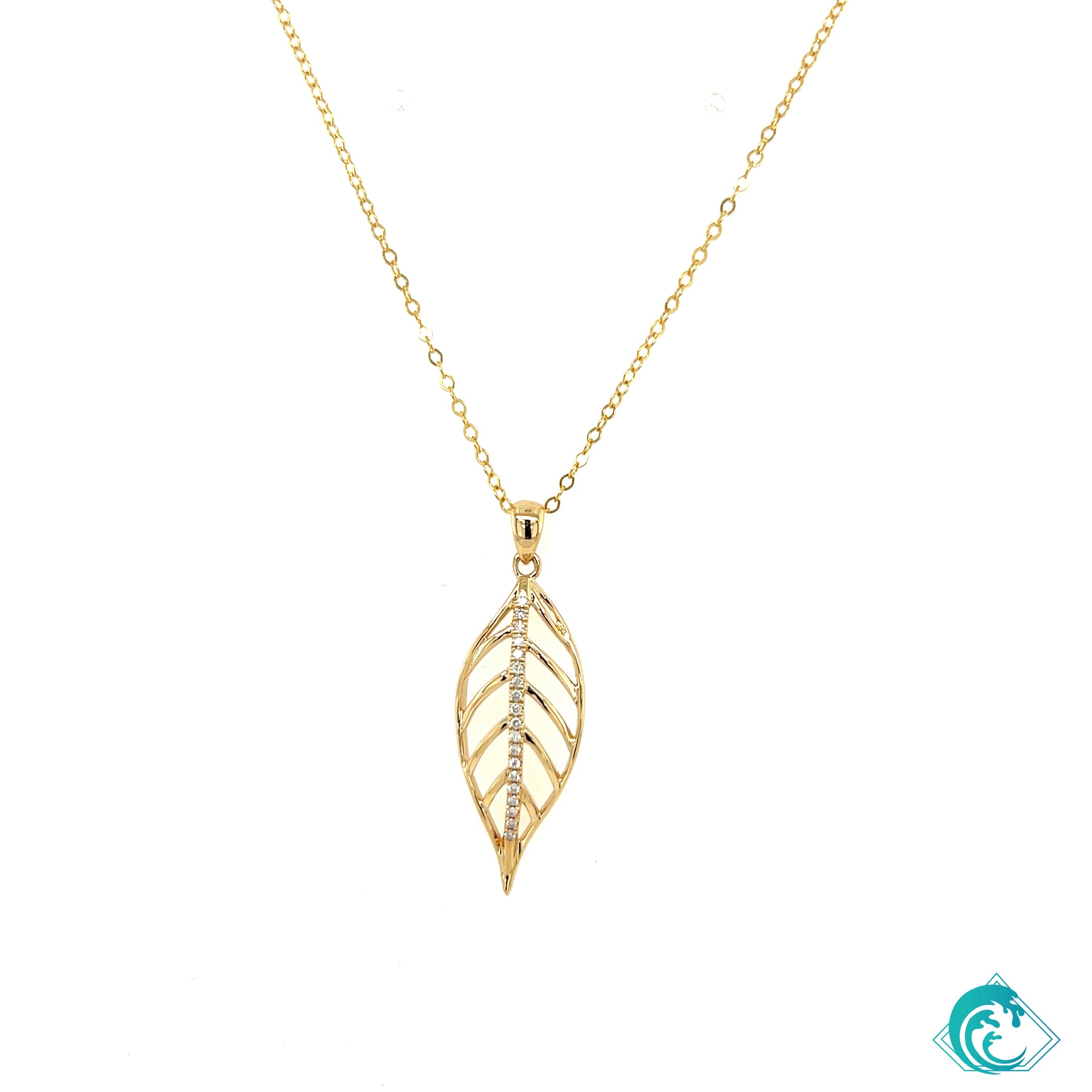 14KY Maile Leaf Pendant