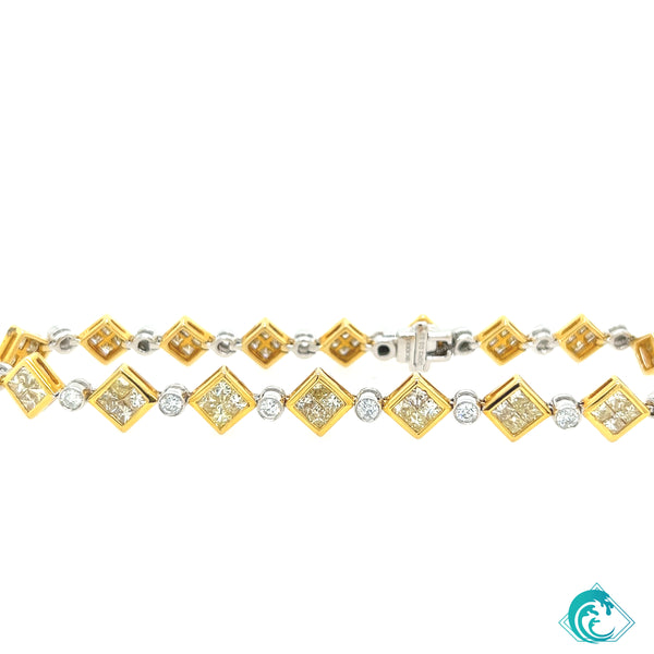 18K Two-tone Princess Yellow Diamond Bracelet