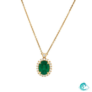 18K YG Oval Emerald Necklace