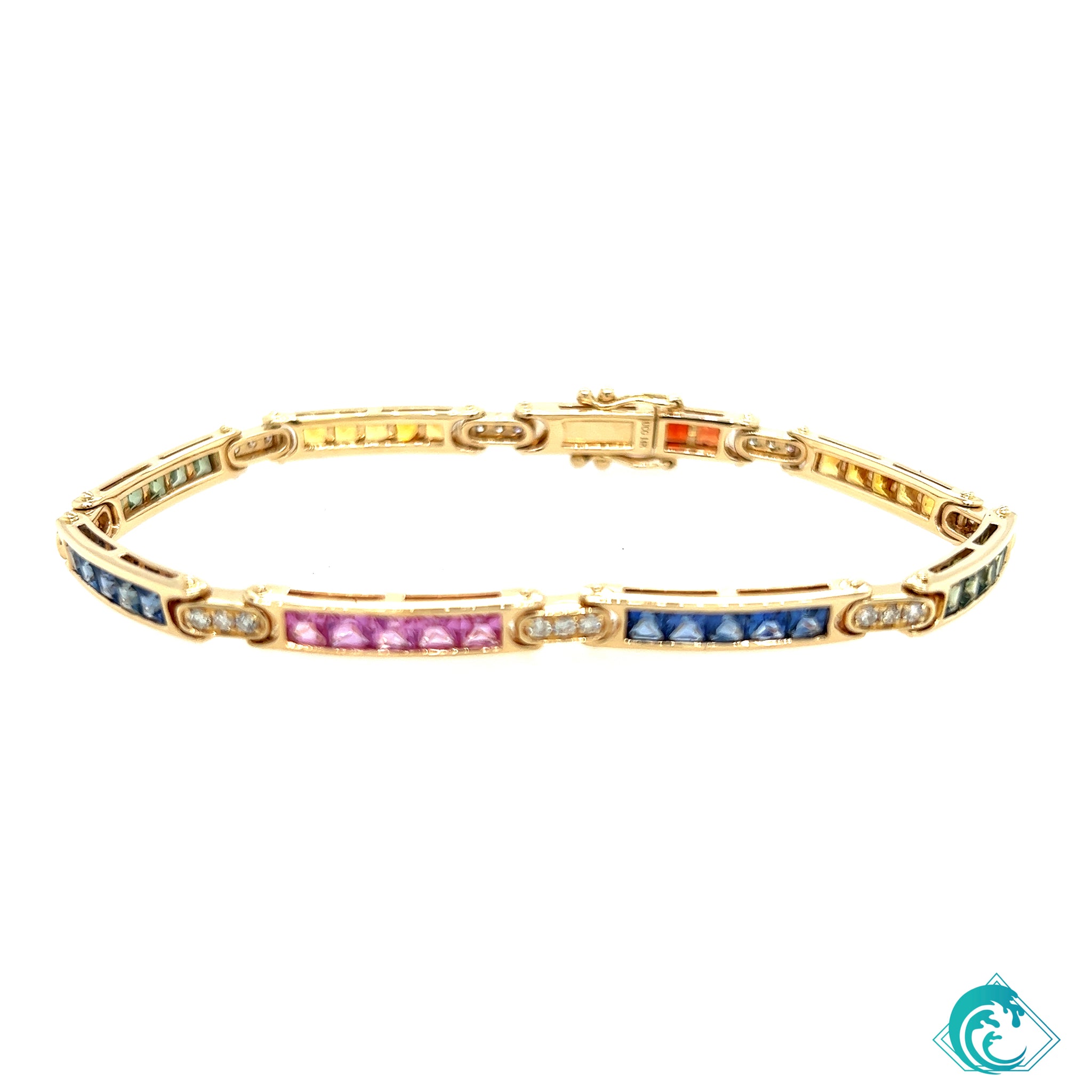 14KY Rainbow Sapphire Bracelet