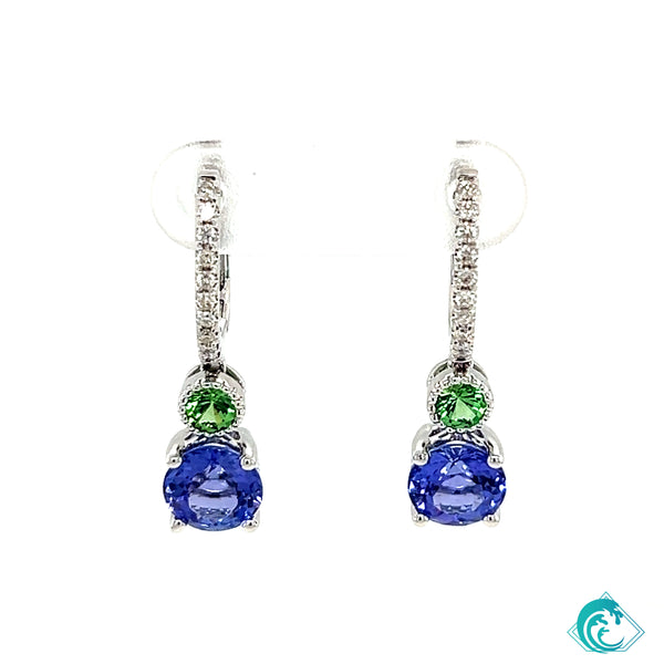 14KW Tanzanite & Tsavorite Diamond Earrings