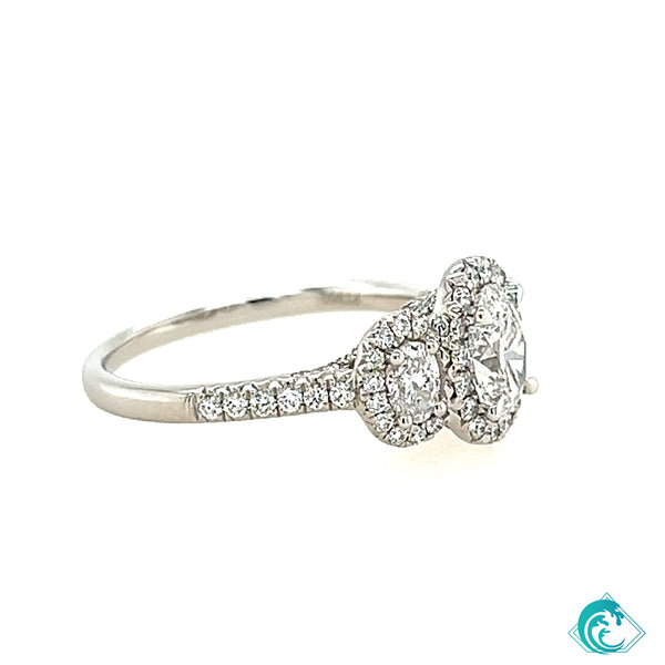 Platinum Three Oval Diamond Engagement Ring