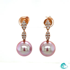 18KR Edison Freshwater Pearl & Diamond Earrings