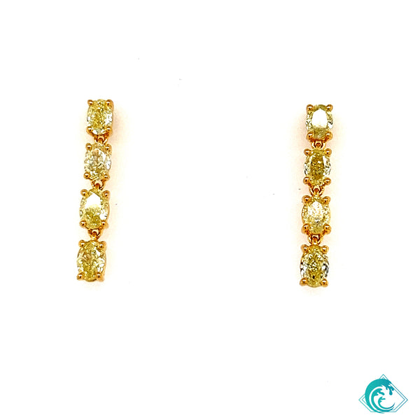 18KY Fancy Yellow Diamond Dangle Earrings