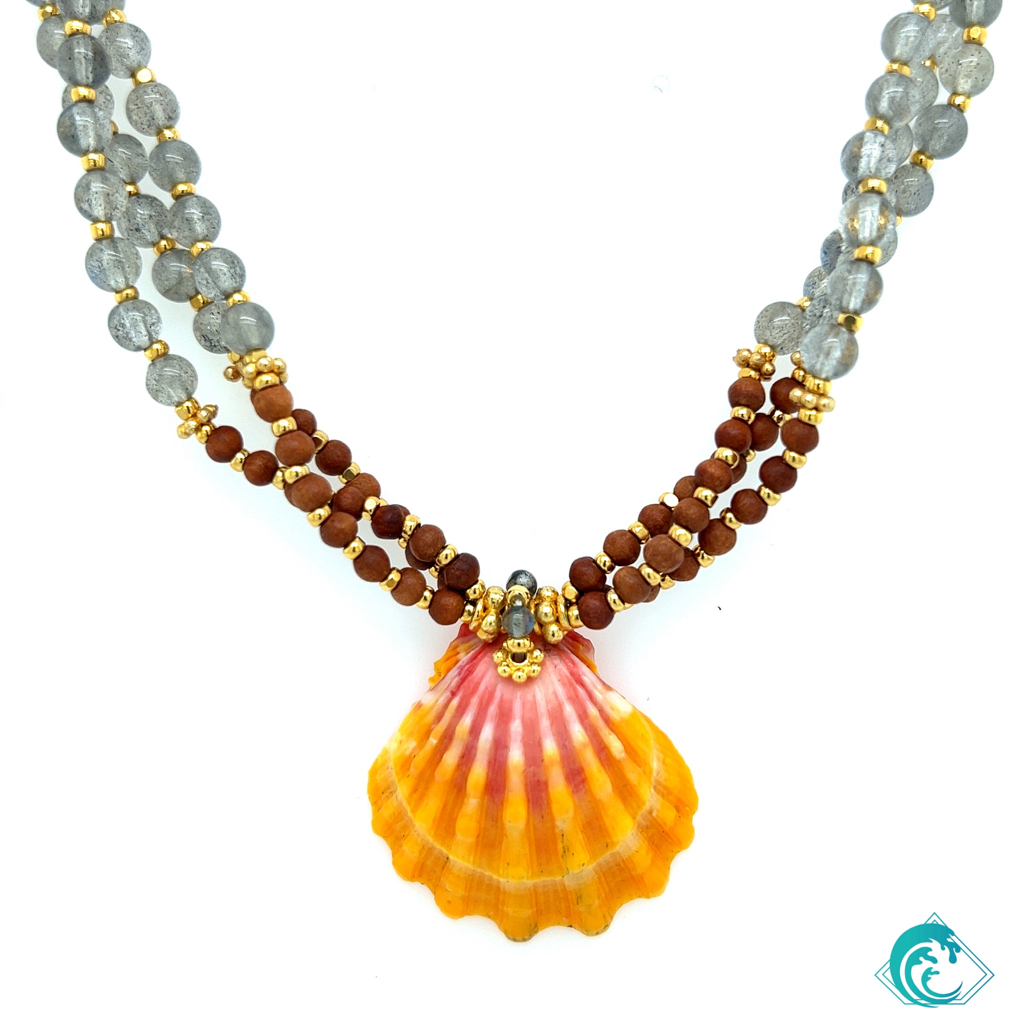 Vermeil Sunrise Shell & Labradorite Necklace