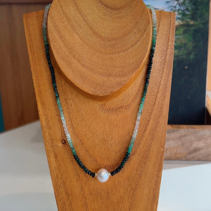 Ombré Emerald and White South Sea Pearl Necklace