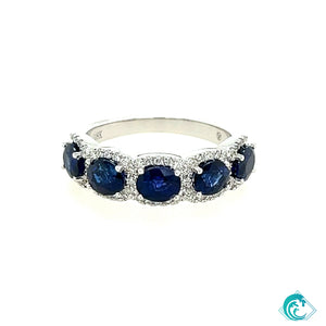 18KW Blue Sapphire & Diamond Mia Band