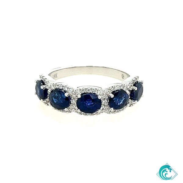 18KW Blue Sapphire & Diamond Mia Band