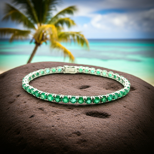 18KW Natural Round Emerald Bracelet