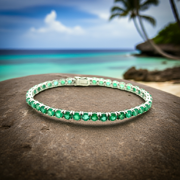 18KW Natural Round Emerald Bracelet