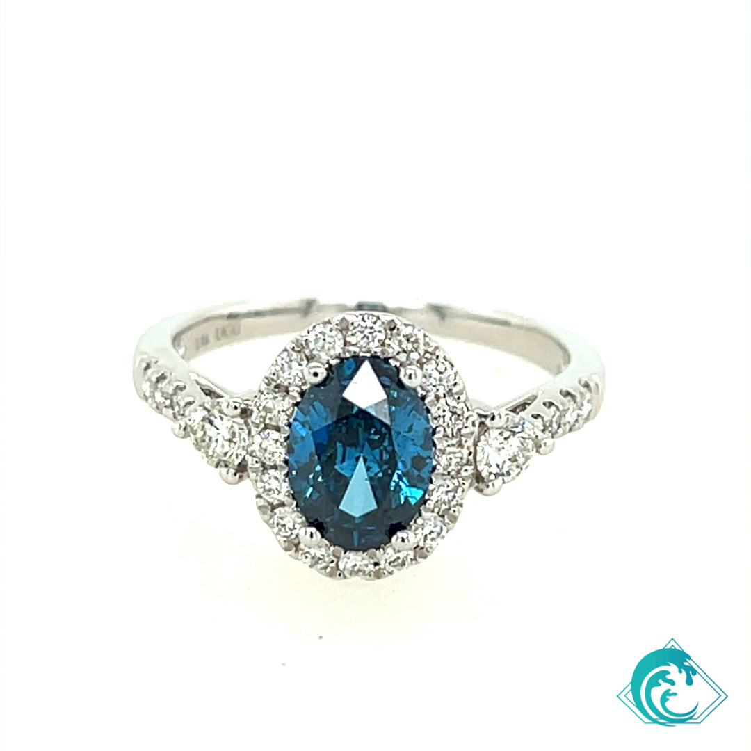 14KW Blue Diamond Ring