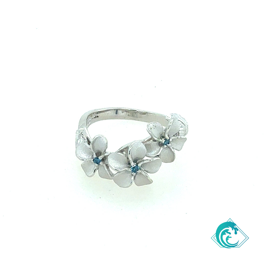 14KW Triple Plumeria Maile Ring