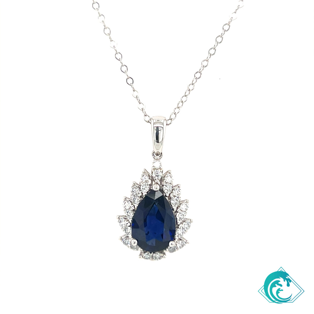 18KW Blue Sapphire Elsa Pendant