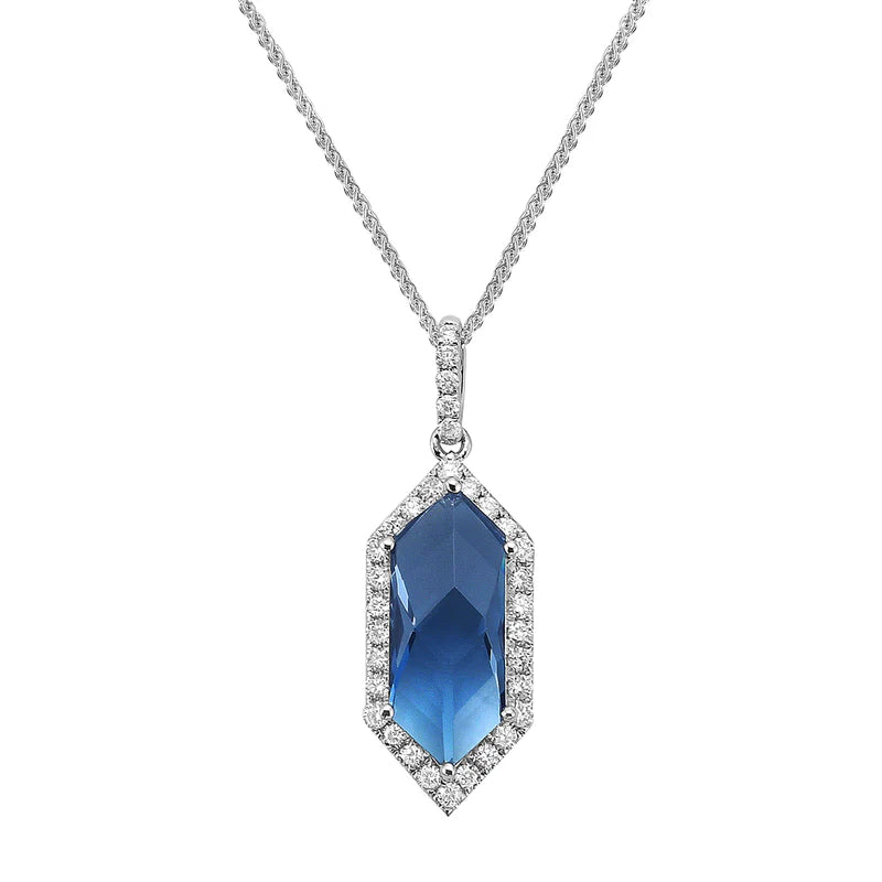 14KW London Blue Topaz Pendant