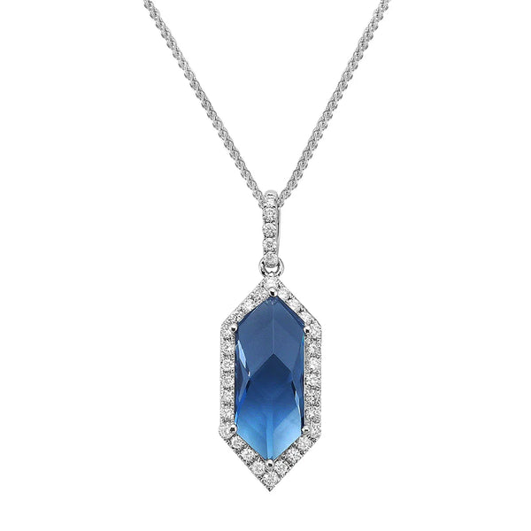 14KW London Blue Topaz Pendant