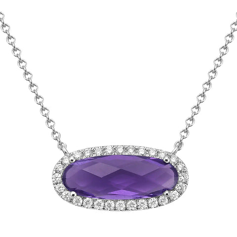 14KW Amethyst Bar Necklace