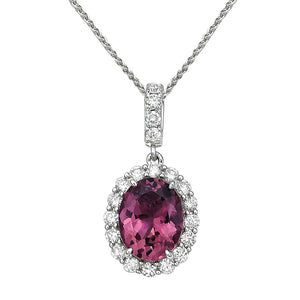 14KW Pink Tourmaline & Diamond Pendant