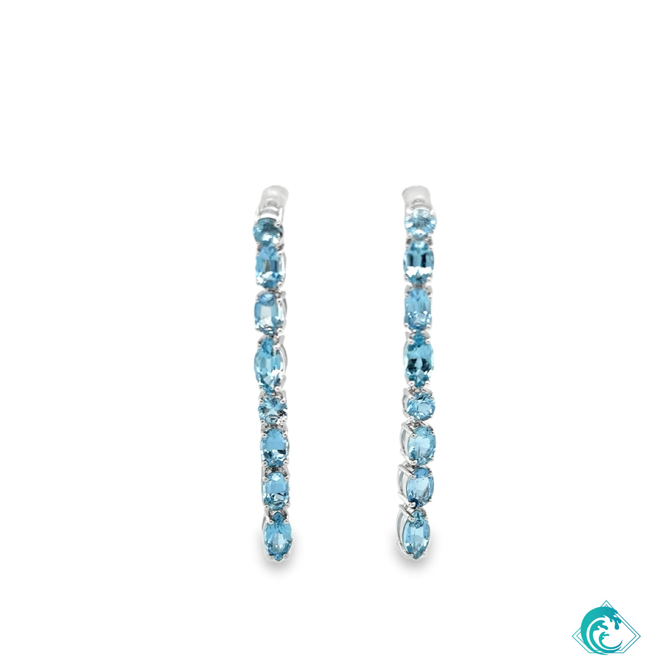 14KW Multi Cut Aquamarine Drop Earrings