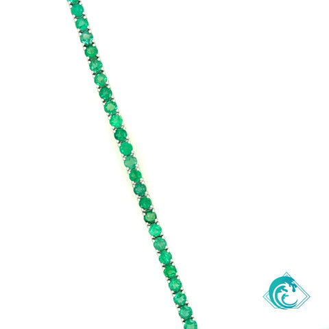 18KW Natural Round Emerald Bracelet