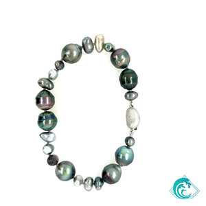 Tahitian Pearl & Keshi Pearl Bracelet with Sterling Clasp