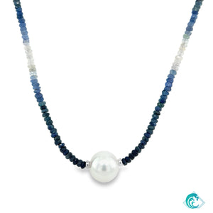 14KW Ombré Sapphire & South Sea Pearl Necklace