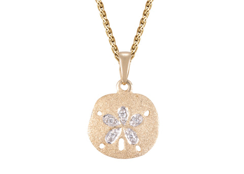 14K Diamond Sand Dollar Pendant (11MM)