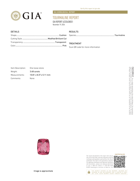 18K Natural Pink Tourmaline Diamond Ring (GIA)