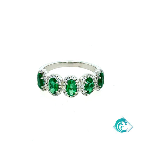 14KW Five Emerald Oval Band