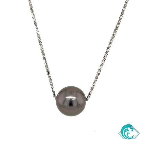 18KW Tahitian Pearl Aubergine Floater Necklace