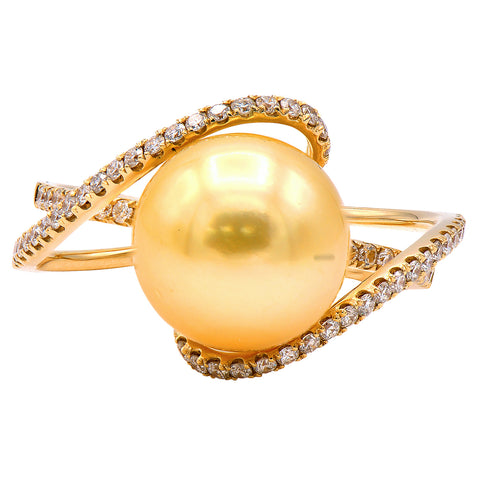 18KY Golden South Sea Pearl Maikai Ring