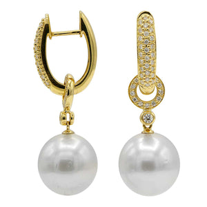 18KY White Australian South Sea Pearl Iniki Earrings