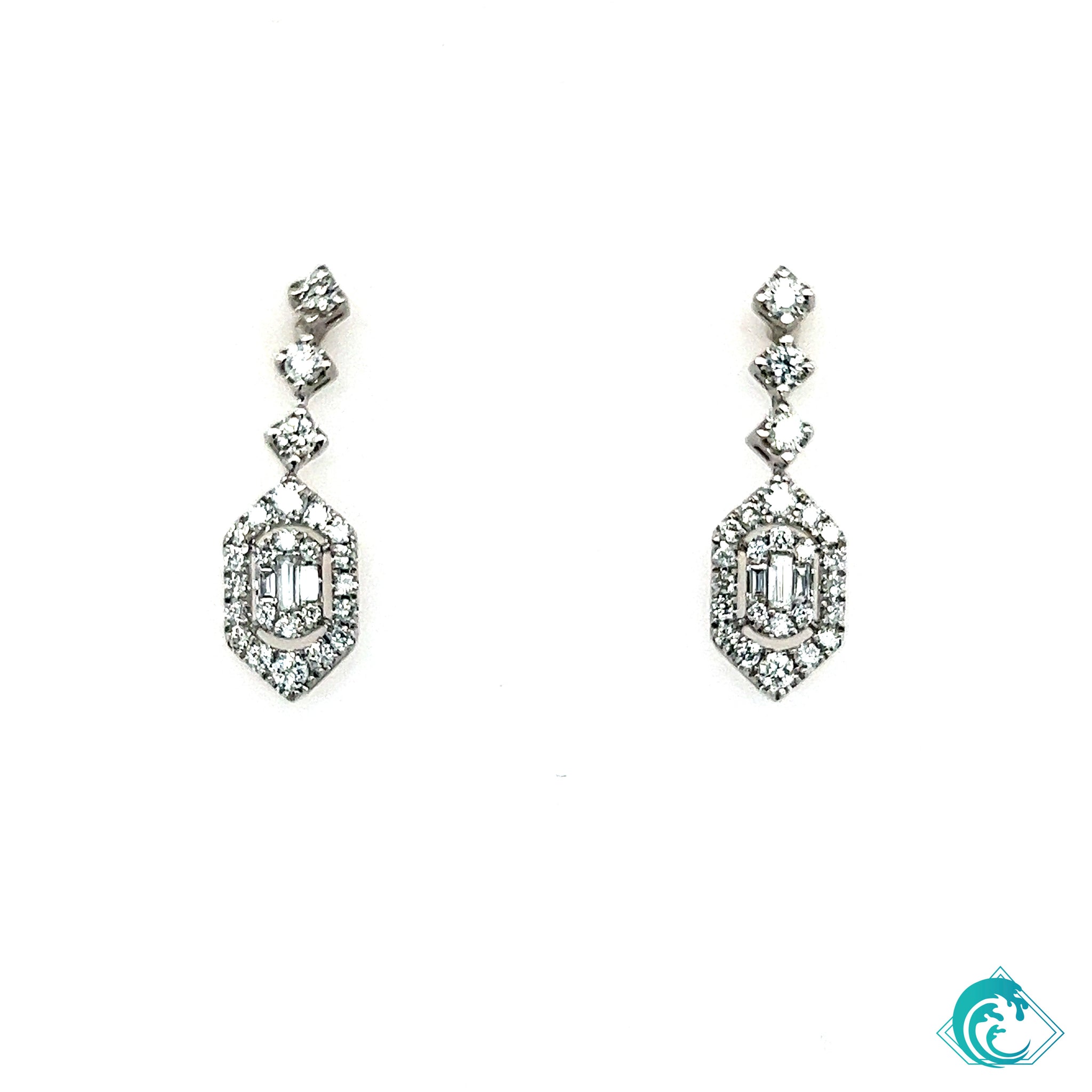 14K White Gold Baguette Diamond Toni Earrings