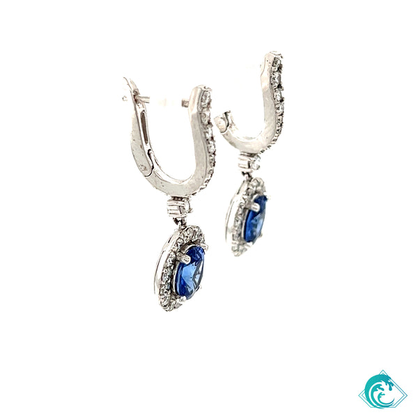 14K WG Blue Sapphire & Diamond Tori Earrings