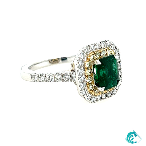 14KWY Emerald and Diamond Ring