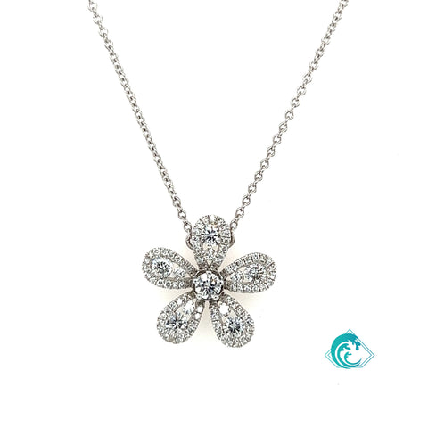 18KW Diamond Flower Pendant