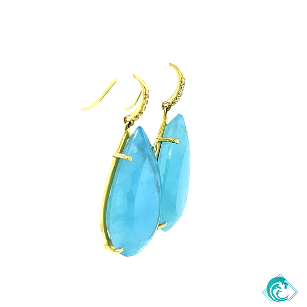 18KY Aquamarine Drop Earrings