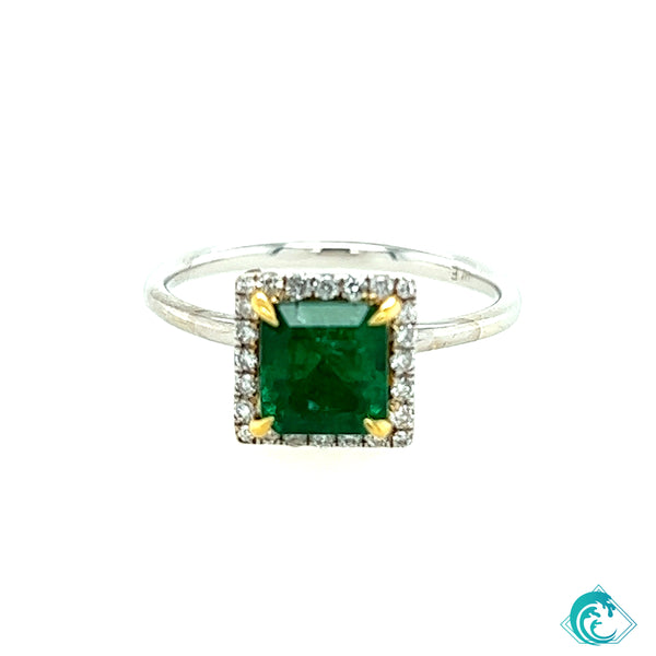 14K WY Emerald Diamond Ring