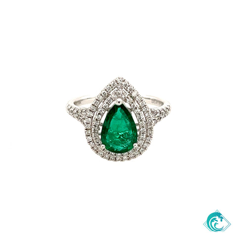 18KW Emerald & Diamond Laka Ring