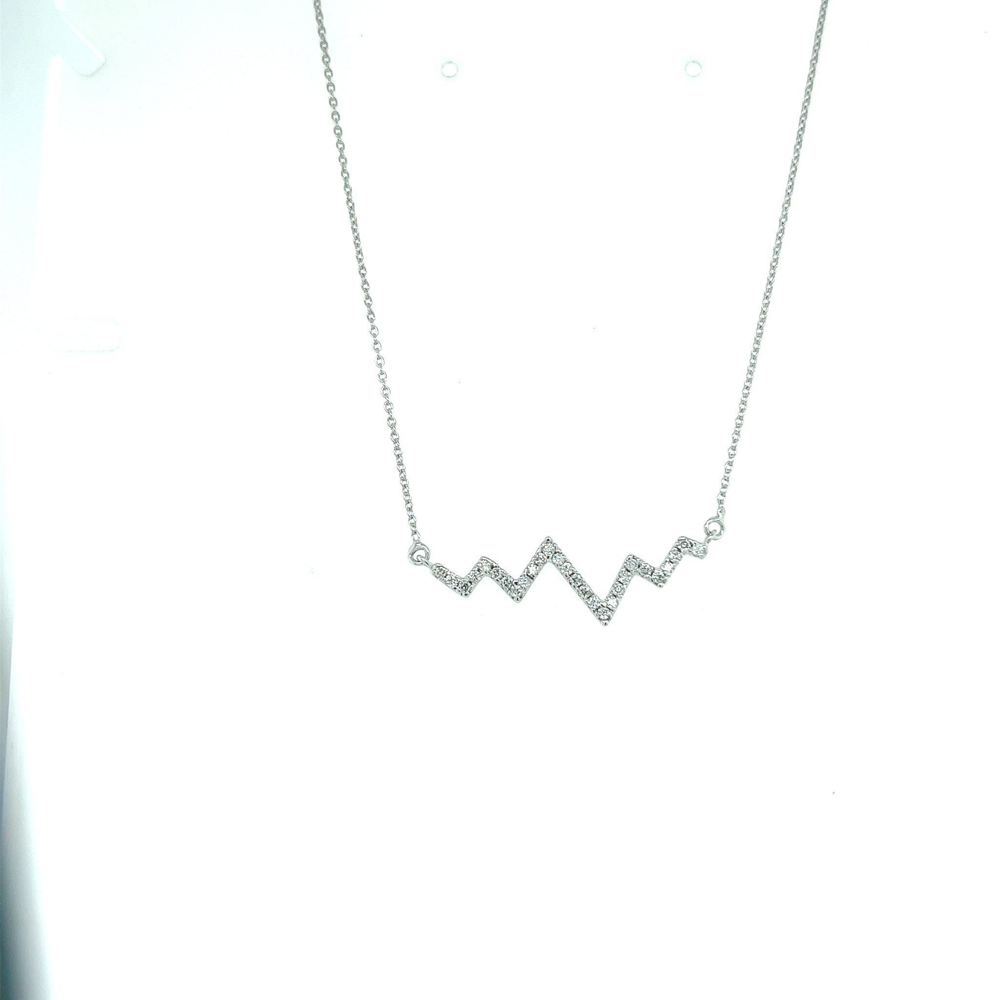 14K WG Heart Beat Necklace 18'