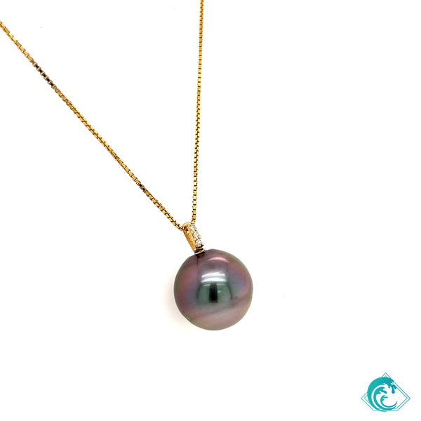 14KY Tahitian Aubergine Pearl Pendant
