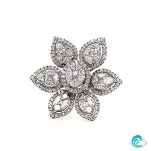 18K WG Hinahina Flower Diamond Ring