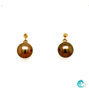 14K YG Chocolate Tahitian Pearl Earrings