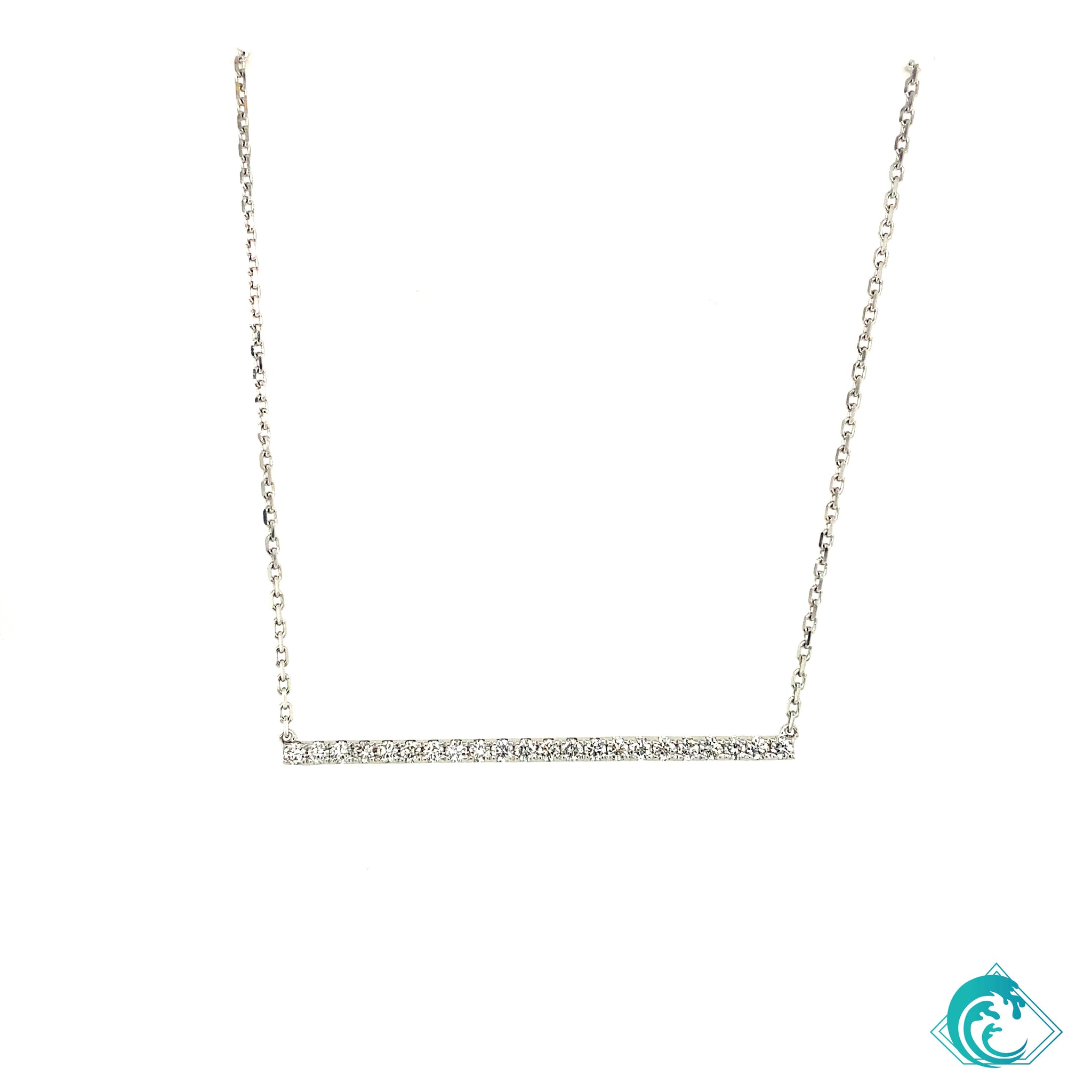 14KW Sustainably Created Diamond Bar Necklace