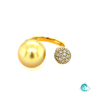 18KY Golden South Sea Pearl Anini Ring