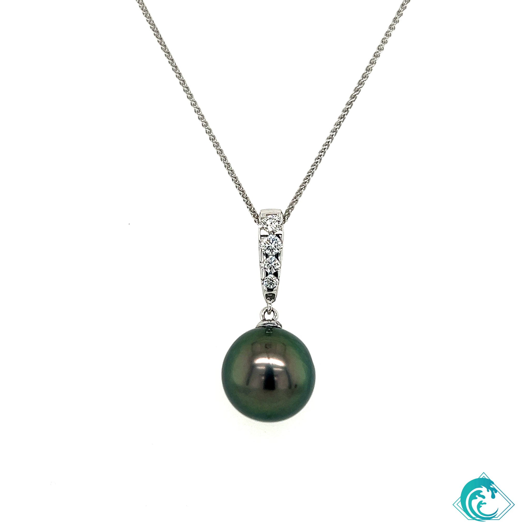 14KW Tina Tahitian Pearl Diamond Pendant