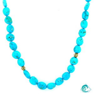 18KY Turquoise Nugget Beaded 32” Necklace